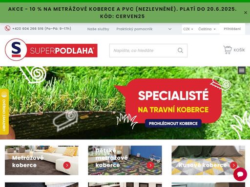 široký výběr podlahových krytin: koberce metráž, pvc, vinyl, plovoucí podlahy, kusové koberce, rohožky, marmoleum. kvalita a design na superpodlaha.cz