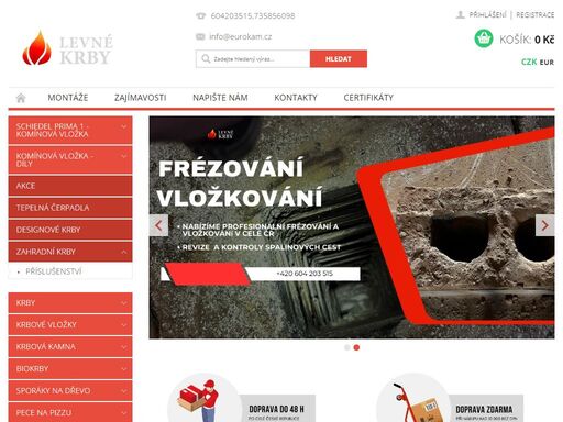 jsme firma levnekrby.cz a zabýváme se prodejem krbů, krbových kamen a vložek, sporáků na dřevo a dalšího příslušenství ke krbům a také provádíme montáže krbů.