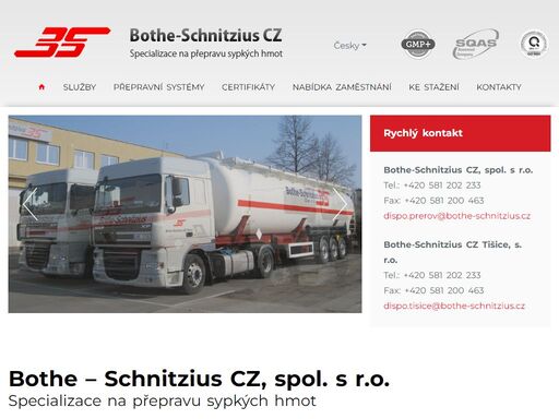specializace na přepravu sypkých hmot