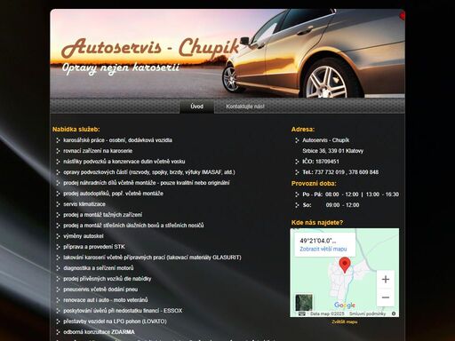 autoservis chupík, opravy nejen karoserií. provádíme přestavby vozidel na lpg. renovace aut i auto - moto veteránů. příprava a provedení stk. servis klimatizace. diagnostika a seřízení motorů.