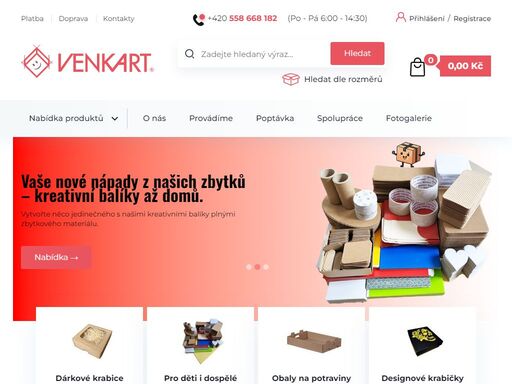 obaly pro zásilky (poštovní krabice, lepenkové obálky, obaly na knihy a kalendáře), skládací tvarové krabice (obaly na potraviny, krabice odnosné, krabice dárkové), kancelářské a archivní obaly.
