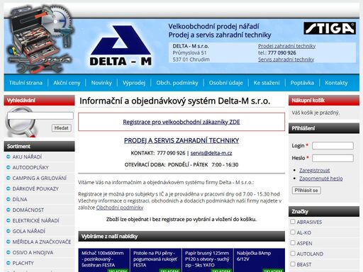 růční nářadí, elektrické nářadí, zahradní technika - prodej a servis - velkoobchod s vlastním rozvozem - delta-m s.r.o.
