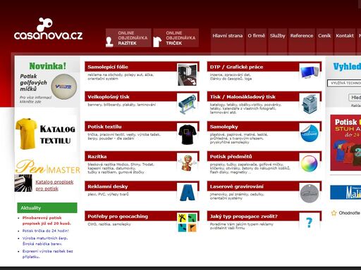 razítka, samolepky, potisk triček, casanova, grafické studio, praha 6, dtp, webdesign, flash, bannery, digitální nátisk, tisk samolepek express, folie, tisk, potisk textilu, tricka, velkoplosny tisk, malonakladovy tisk, razítka na počkání, plakaty, vizitky, pf, polep vyloh