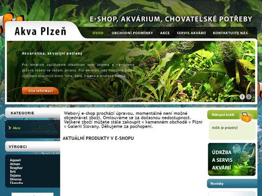 v naší prodejně akva plzeň najdete velký výběr krmiv, chovatelských potřeb, terarijních potřeb, krmiv pro hlodavce a exotické ptactvo, ryb a rybiček, terarijních zvířat a domácích mazlíčků. pokud budete chtít nakupovat v klidu domova, můžete navštívit náš