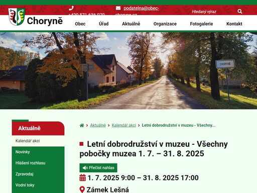 oficiální stránky obce choryně