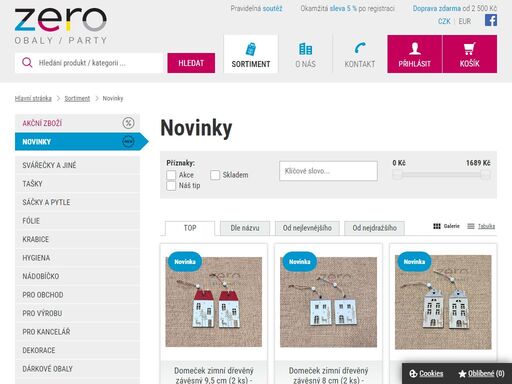 velkoobchod s obaly, spotřebním zbožím a vlastní výroba. výrobky na party.