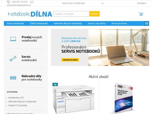 notebook dílna - specialista na notebooky. prodej nových notebooků, náhradních dílů pro notebooky a profesionální servis notebooků.