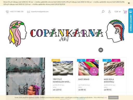 copánkárna - vše pro vaše copánky a dredy. moc rádi vás tu vidíme! tento eshop je primárně zaměřen na prodej kvalitního kanekalonu ve vašich oblíbených barvách. neustále rozšiřujeme sortiment a přizpůsobujeme ho vašim přáním. napiště nám do kontaktního formuláře, co vám tu nejvíce chybí, a my se pokusíme vám co…