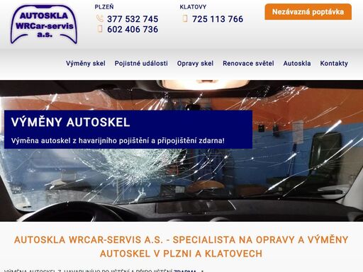 autoskla wrcar-servis a.s. plzeň a klatovy - specialista na opravy a výměny autoskel v plzni a klatovech