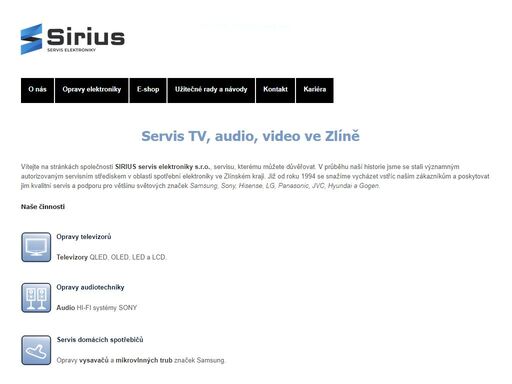 sirius servis značkové elektroniky samsung, sony, panasonic, technics, jvc, sharp, hyundai, gogen a eta