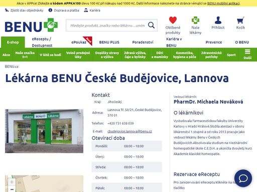 ?lékárna benu je vám k dispozici i se svým proškoleným personálem od pondělí do soboty. přijďte si pro radu či lék. poradíme vám!?