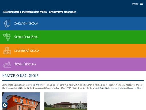 jsme malá vesnická škola v obci měčín. měčín je obec, která má necelých 600 obyvatel a nachází se na rozhraní okresů klatovy a plzeň – jih. jsme úplná základní škola, kterou navštěvuje zhruba 120 až 130 žáků.