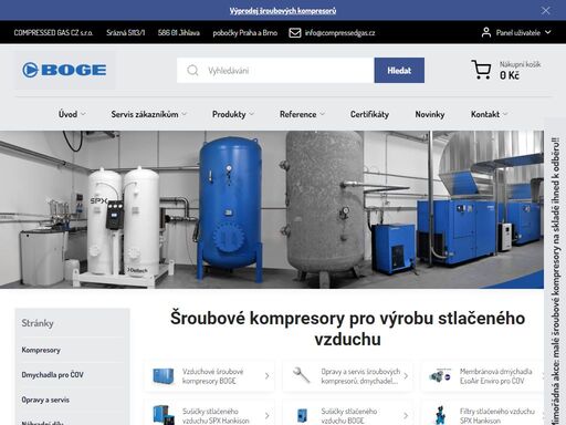 průmyslové vzduchové šroubové kompresory boge prodej malý průmyslový šroubový kompresor se sušičkou pro výrobu a úpravu  stlačeného vzduchu cena v eshopu. opravy, servis a bazar starších vzduchových olejových šroubových kompresorů atlas copco, kaeser, renner, schneider, alup, almig, atmos, orlík. dmychadla, sušičky stalačeného vzduchu ke kompresoru.