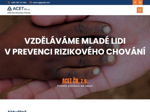 stránky organizace acet čr z.s. protože prevence má smysl!