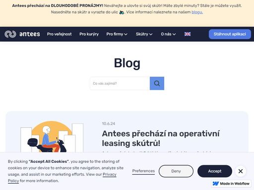 sdílené elektrické skútry pro kurýry, firmy a veřejnost.