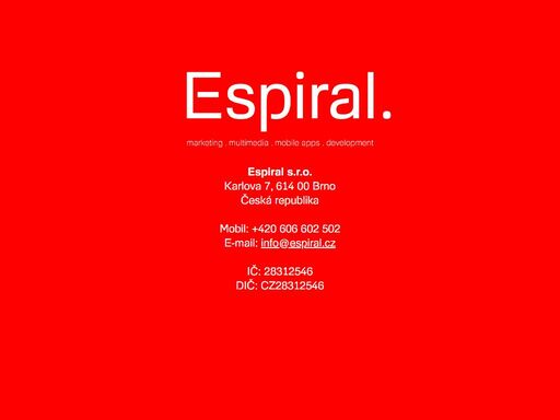 espiral s.r.o. působí v oblasti webových řešení s využitím seo optimalizace, sem marketingu, copywritingu, registrace do katalogů, výměna zpětných odkazů a budování zpětných odkazů a dalších nástrojů pro tvorbu kvalitních webových stránek a webdesignu.