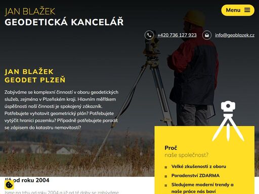zabýváme se komplexní činností v oboru geodetických služeb, zejména v plzeňském kraji. hlavním měřítkem úspěšnosti naší činnosti je spokojený zákazník. zjistěte o mě více.