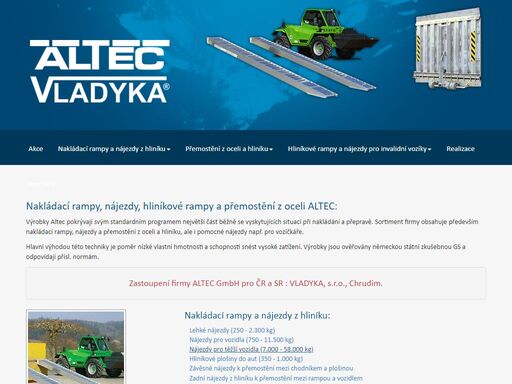 rampy, nakládací rampy, hliníkové rampy altec, nájezdy, nákladací rampy altec