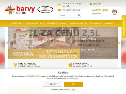 od roku 1995 prodáváme kvalitní barvy, vosky a oleje od výrobce osmo. vyberte si na našem eshopu z nabídky za skvělé ceny. vše skladem s okamžitou expedicí.