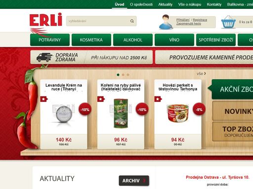 prodej maďarských specialit, maďarské papriky, maďarských klobás a uzenin, kotlíků, kosmetiky z termálních vod. obchod-erli.cz
