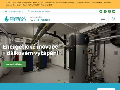 největší dodavatel tepla na jablonecku - jablonecká energetická. akciová společnost ve 100% vlastnictví města jablonec nad nisou.