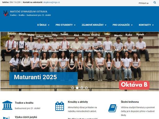 oficiální webové stránky školy matiční gymnázium ostrava