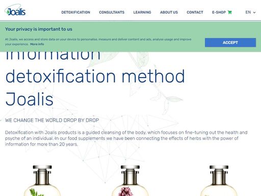 detoxification with joalis products is a guided cleansing of the body, which focuses on fine-tuning out the health and psyche of an individual. in our food supplements we have been connecting the effects of herbs with the power of information for more than 20 years.