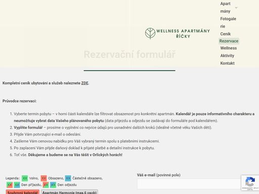 rezervujte si svůj pobyt v našich krásných horských apartmánech skrze online formulář a dopřejte si zaslouženého relaxu v orlických horách!