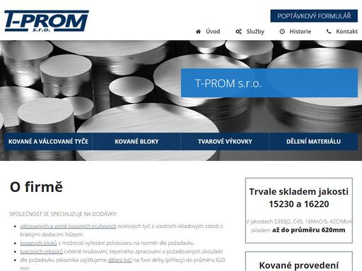 řezání a dělení kovů, kované bloky, prodej kovaných a válcovaných tyčí. možnost krácení materiálu. prodej hutního materiálu.