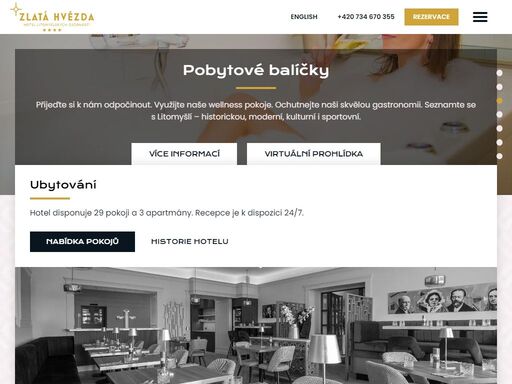 hotel zlatá hvězda se nachází na smetanově náměstí, v historickém centru litomyšle, nedaleko renesančního zámku zapsaného v seznamu unesco.