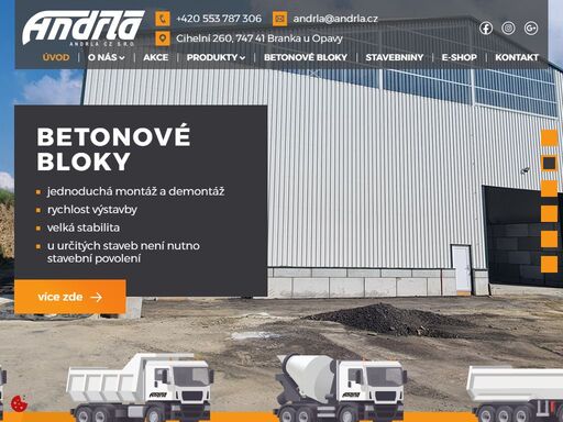 již od roku 2002 nabízíme služby naši betonárny, prodejem sypkých materiálů, prodejem stavebnin a spedičních služeb našich nákladních automobilů! ?? 