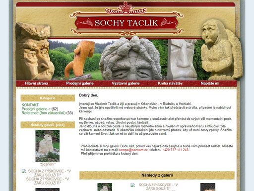 sochy vladimír taclík :  - prodejní galerie reference (foto zákazníků) kontakt sochy, originál, pískovce