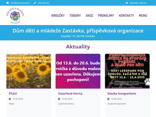 dům dětí a mládeže zastávka, příspěvková organizace