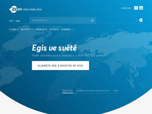 hlavní stránka webu egis pharmaceuticals