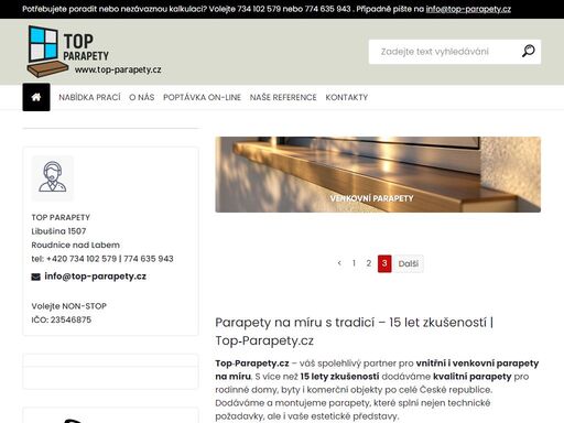 top parapety – specialista na parapety a servis plastových oken. nabízíme vnitřní i venkovní parapety na míru, montáž, zednické práce i stínící techniku. kvalita, spolehlivost a 15 let zkušeností.