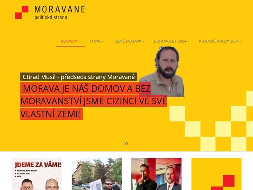 ctirad musil v bouzově, moravané řekli v ostravě petru fialovi: stačilo!, tisková zpráva moravanů ke sněmovním volbám v roce 2025, xv. sjezd: noví členové v předsednictvu strany, xv. sjezd strany moravané 18. ledna 2025 v brně, prohlášení strany moravané k čechizaci úřadů, 98. zemský sněm strany moravané se odkládá, zástupci moravanů na čt1 v předvolebních debatách, ondřej hetmánek pro televizi polar v moravskoslezském kraji, pavel dohnal pro zlínské studio českého rozhlasu, lídři našich kandidátek do volebních debat na čt24, v jihomoravském kraji společně moravané a mzh, kandidátka a program strany v moravskoslezském kraji, v olomoucké kraji kandidujeme s číslem 60, za moravu, obnovenou z moravských krajů a okresů, 5. července - národní svátek moravanů a moravské země, zs: kritické hodnocení účasti strany v eurovolbách, 97. zemský sněm strany moravané v olomouci, výsledek voleb naší koalice je velkým zklamáním, hlasujte ve volbách pro vystoupení z eu, ctirad musil ve volebním rozhovoru ve studiu čt24, setkání kandidátů pro vystoupení z eu s voliči, mudr. ctirad musil na čt 24 v politickém spektru, ctirad musil v přímém přenosu ve studiu čt 24, setkání s kandidáty koalice pro vystoupení z eu