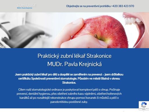 jsem praktický zubní lékař pro děti a dospělé se zaměřením na prevenci - jsem držitelkou certifikátu společnosti preventivní stomatologie. působím ve městě blatná v okresu strakonice.