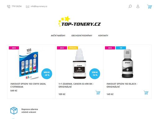 homepage. top-tonery.cz to je kvalita  a příjemná cena.
hledáte kvalitní spotřební materiál za rozumnou cenu? pak jsou produkty od top-tonery.cz ta správná volba. 
v nabídce máme i prémiové kompatibilní náplně značek gg a foprint.
repasované i alternativní tonery vás přesvědčí svou mimořádnou spolehlivostí.
- k…