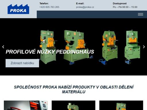 prozkoumejte naši nabídku špičkových produktů pro dělení materiálů, zahrnující profilové nůžky, děrovadla, pilové pásy a pily.