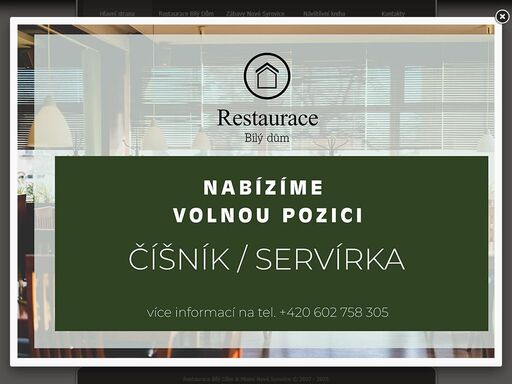 hlavní strana restaurace bílý dům a miami nové syrovice