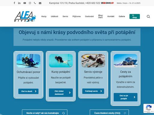 naše kurzy potápění padi vás naučí se potápět bezpečně. nabízíme prodej, servis a půjčovna vybavení a cesty za potápěním.