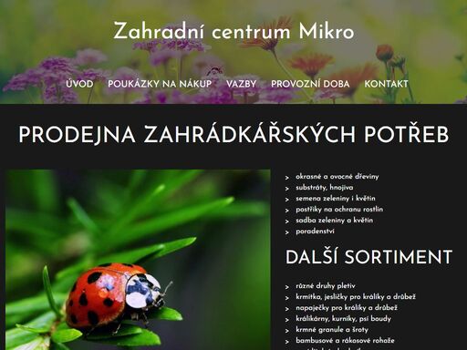 prodejna zahrádkářských potřeb
