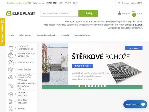 nabízíme kvalitní a prověřené produkty pro obce, firmy a instituce - kontejnery, popelnice a koše na odpad, nádrže na dešťovou vodu, nádoby na zimní posyp, výklopné kontejnery, přepravky, bedny a skladovací boxy a jiné