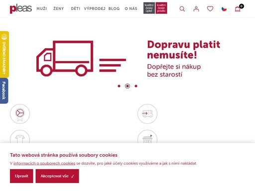 společnost pleas, s.r.o. vyrábí a prodává dámské, pánské a dětské prádlo nejvyšší kvality. tyto tradiční české výrobky si můžete koupit prostřednictvím našeho e-shopu.