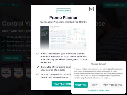 yieldigo is price management software built for professional retail and e-commerce companies. in combination with your data, the powerful ml/ai engine enables