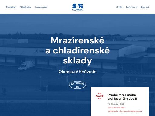 pronájem mrazírenských a chladírenských boxů, zmrazování a skladování potravin.