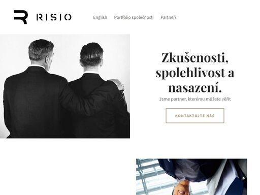 stránka konzultační společnosti risio. konzultace v oborech projektového managementu, letectví, mezinárodního obchodu a módy. 