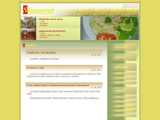 aktuality | slunovrat - prodejna zdravé výživy | slunovrat - vegetariánská restaurace
