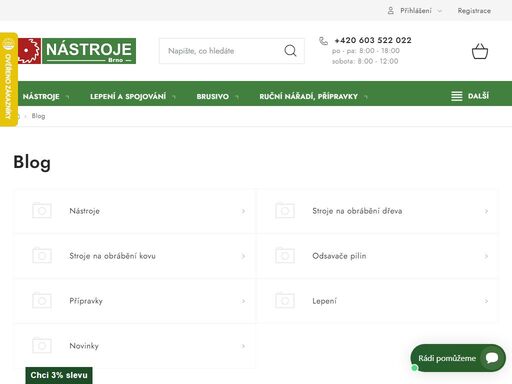 ? nástroje a stroje pro řemeslníky | nástroje brno – dřevo, kovy. u nás najdete vše pro práci se dřevem i kovem – od profesionálních strojů přes brusivo, pilové kotouče, frézy až po drobné nářadí a příslušenství. vybíráme jen to, co sami známe a čemu věříme.
dodáváme vybavení pro truhláře, zámečníky i kutily. ať…