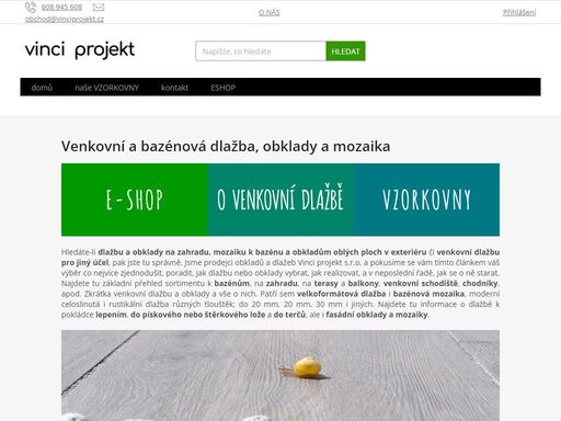 venkovní a bazénová dlažba, obklady a mozaika